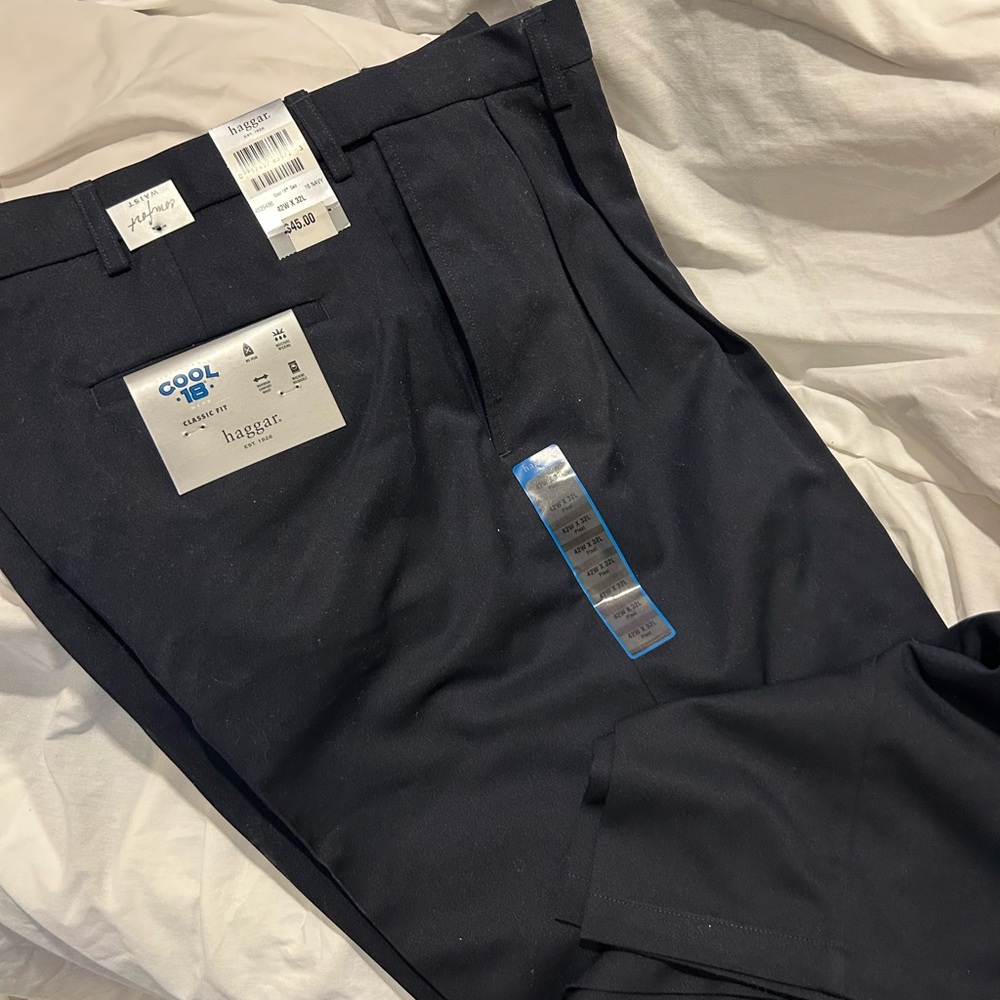 Haggar Men's Navy Dress Pants- Cool 18